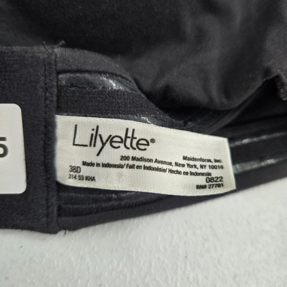 Lilyette Women Bra 38D‎ Black Multiway Lightly Lined Underwire NO STRAPS